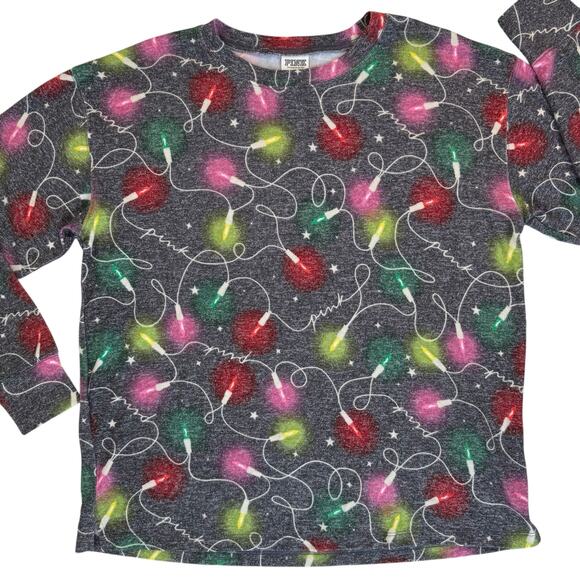 New Victoria's Secret Christmas Lights Pajama Top Women's Small Soft Loungewear - Picture 2 of 11